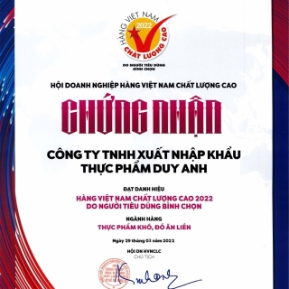 Giấy chứng nhận HVNCLC 2022