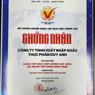 Chứng nhận HVNCLC 2023