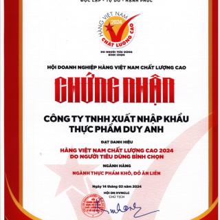 Chứng nhận HVNCLC 2024 