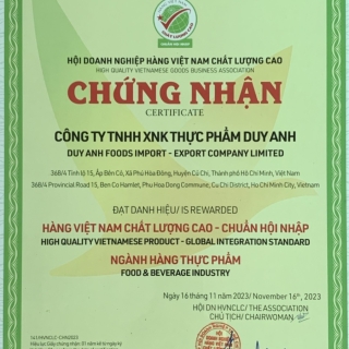 Chứng nhận HVNCLC Chuẩn Hội Nhập 